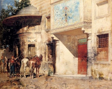Outside The Mosque Alberto Pasini Oil Paintings
